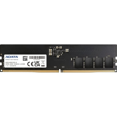 ADATA 16GB DDR5 RAM 4800MHz U-DIMM Desktop Memory - CL40 ECC ADATA 16GB DDR5 RAM 4800MHz U-DIMM Desktop Memory - CL40 ECC